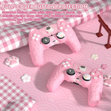 PlayVital Cherry Blossoms Kitten Silicone Cover for PS5 Controller, Anti-slip Grip Skin with Thumb Grip & Sticker, Soft Rubber Protector for PS5 Controller Accessories - Pink - PQHPFP001