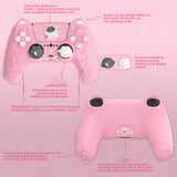 PlayVital Cherry Blossoms Kitten Silicone Cover for PS5 Controller, Anti-slip Grip Skin with Thumb Grip & Sticker, Soft Rubber Protector for PS5 Controller Accessories - Pink - PQHPFP001