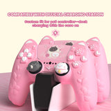 PlayVital Cherry Blossoms Kitten Silicone Cover for PS5 Controller, Anti-slip Grip Skin with Thumb Grip & Sticker, Soft Rubber Protector for PS5 Controller Accessories - Pink - PQHPFP001