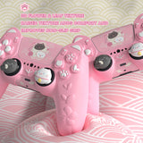 PlayVital Cherry Blossoms Kitten Silicone Cover for PS5 Controller, Anti-slip Grip Skin with Thumb Grip & Sticker, Soft Rubber Protector for PS5 Controller Accessories - Pink - PQHPFP001