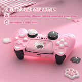 PlayVital Cherry Blossoms Kitten Silicone Cover for PS5 Controller, Anti-slip Grip Skin with Thumb Grip & Sticker, Soft Rubber Protector for PS5 Controller Accessories - Pink - PQHPFP001