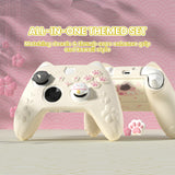 PlayVital Cherry Blossoms Kitten Silicone Cover for Xbox Series X/S, Soft Rubber Cover for Xbox Core Wireless Controller, Anti-slip Grip Protector with Thumb Grips & Sticker - Antique Yellow - HPJX3P001