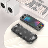 PlayVital Clear Glitter Silver Hard Protective Case for Nintendo Switch Lite, Glossy Ergonomic Hard Grip Cover - Shock-absorbent Anti-Scratch Shell Case with Screen Protector & Thumb Grips & Button Caps - LGKNLM002