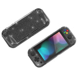 PlayVital Clear Glitter Silver Hard Protective Case for Nintendo Switch Lite, Glossy Ergonomic Hard Grip Cover - Shock-absorbent Anti-Scratch Shell Case with Screen Protector & Thumb Grips & Button Caps - LGKNLM002
