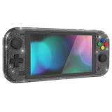 PlayVital Clear Glitter Silver Hard Protective Case for Nintendo Switch Lite, Glossy Ergonomic Hard Grip Cover - Shock-absorbent Anti-Scratch Shell Case with Screen Protector & Thumb Grips & Button Caps - LGKNLM002