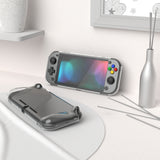 PlayVital Clear Series Hard Protective Case for Nintendo Switch Lite, Glossy Ergonomic Hard Grip Cover - Shock-absorbent Anti-Scratch Shell Case with Screen Protector & Thumb Grips & Button Caps - LGKNLM001