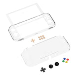 PlayVital Clear Series Hard Protective Case for Nintendo Switch Lite, Glossy Ergonomic Hard Grip Cover - Shock-absorbent Anti-Scratch Shell Case with Screen Protector & Thumb Grips & Button Caps - LGKNLM001