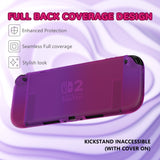 PlayVital Clear Series Protective Case for Nintendo Switch 2, Anti-Scratches Hard Shell Dockable Grip Cover with Extra Foldable Stand & Thumb Grips for Nintendo Switch 2 - Clear Atomic Purple Rose Red - EXVNTP001