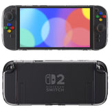 PlayVital Clear Series Protective Case for Nintendo Switch 2, Anti-Scratches Hard Shell Dockable Grip Cover with Extra Foldable Stand & Thumb Grips for Nintendo Switch 2 - Transparent - EXVNTM001