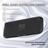 PlayVital Clear Series Protective Case for Nintendo Switch 2, Anti-Scratches Hard Shell Dockable Grip Cover with Extra Foldable Stand & Thumb Grips for Nintendo Switch 2 - Transparent - EXVNTM001