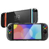 PlayVital Clear Series Protective Case for Nintendo Switch 2, Anti-Scratches Hard Shell Dockable Grip Cover with Extra Foldable Stand & Thumb Grips for Nintendo Switch 2 - Transparent - EXVNTM001