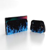 PlayVital for Nintendo Switch 2 Skin Full Set (2-Pack) - Protective Vinyl Decal Stickers for Switch 2 Console, Joycons, Handle Grips & Dock | No Residue, Anti-Scratch - Blue Flame - YUDNT006