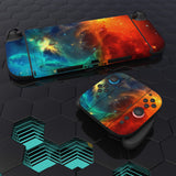 PlayVital for Nintendo Switch 2 Skin Full Set (2-Pack) - Protective Vinyl Decal Stickers for Switch 2 Console, Joycons, Handle Grips & Dock | No Residue, Anti-Scratch - Orange Star Universe - YUDNT015
