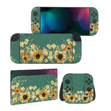 PlayVital for Nintendo Switch 2 Skin Full Set (2-Pack) - Protective Vinyl Decal Stickers for Switch 2 Console, Joycons, Handle Grips & Dock | No Residue, Anti-Scratch - Sunflowers - YUDNT014