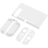 PlayVital White Cover for NS Switch Console, NS Joycon Handheld Controller Separable Protector Hard Shell, Customized Dockable Protective Case for NS Switch - NTP349