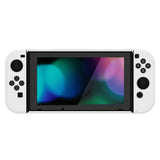 PlayVital White Cover for NS Switch Console, NS Joycon Handheld Controller Separable Protector Hard Shell, Customized Dockable Protective Case for NS Switch - NTP349