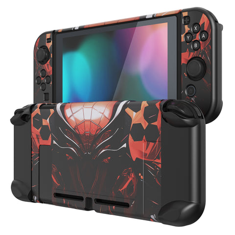 eXtremeRate PlayVital Spider Armor Back Cover for Nintendo Switch, NS Joycon Handheld Controller Protector Hard Shell, Dockable Protective Case with Colorful ABXY Direction Button Caps - NTT125