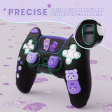 PlayVital Cute Bear Controller Silicone Case for ps5, Kawaii Controller Cover Compatible with Charging Station, Gamepad Skin Protector for ps5 with Touch Pad Sticker & Thumb Grips - Black & Purple - UYBPFP005