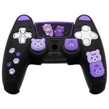 PlayVital Cute Bear Controller Silicone Case for ps5, Kawaii Controller Cover Compatible with Charging Station, Gamepad Skin Protector for ps5 with Touch Pad Sticker & Thumb Grips - Black & Purple - UYBPFP005