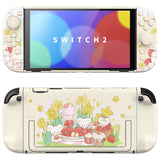 PlayVital Kawaii Dockable Hard Protective Case for Nintendo Switch 2 Anti-scratch, Shockproof Cover Skin for Switch 2 with Thumb Grip & Sticker & Button Caps - Creamy Mousie Picnic - MURNTV004