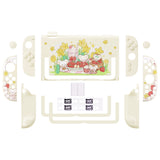 PlayVital Kawaii Dockable Hard Protective Case for Nintendo Switch 2 Anti-scratch, Shockproof Cover Skin for Switch 2 with Thumb Grip & Sticker & Button Caps - Creamy Mousie Picnic - MURNTV004