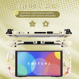 PlayVital Kawaii Dockable Hard Protective Case for Nintendo Switch 2 Anti-scratch, Shockproof Cover Skin for Switch 2 with Thumb Grip & Sticker & Button Caps - Creamy Mousie Picnic - MURNTV004