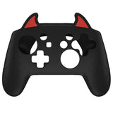 PlayVital Cute Demon Silicone Grip Cover for Nintendo Switch Pro Controller, Anti-Slip Protective Skin with Joystick Caps and Stickers Compatible with Nintendo Switch Pro - Black - AMDNPP005