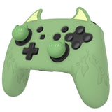 PlayVital Cute Demon Silicone Grip Cover for Nintendo Switch Pro Controller, Anti-Slip Protective Skin with Joystick Caps and Stickers Compatible with Nintendo Switch Pro - Matcha Green - AMDNPP002