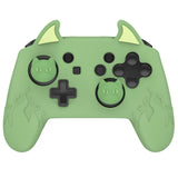 PlayVital Cute Demon Silicone Grip Cover for Nintendo Switch Pro Controller, Anti-Slip Protective Skin with Joystick Caps and Stickers Compatible with Nintendo Switch Pro - Matcha Green - AMDNPP002