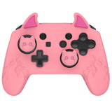 PlayVital Cute Demon Silicone Grip Cover for Nintendo Switch Pro Controller, Anti-Slip Protective Skin with Joystick Caps and Stickers Compatible with Nintendo Switch Pro - Pink - AMDNPP004