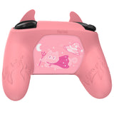 PlayVital Cute Demon Silicone Grip Cover for Nintendo Switch Pro Controller, Anti-Slip Protective Skin with Joystick Caps and Stickers Compatible with Nintendo Switch Pro - Pink - AMDNPP004