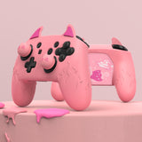 PlayVital Cute Demon Silicone Grip Cover for Nintendo Switch Pro Controller, Anti-Slip Protective Skin with Joystick Caps and Stickers Compatible with Nintendo Switch Pro - Pink - AMDNPP004