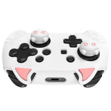 PlayVital Cute Demon Silicone Grip Cover for Nintendo Switch Pro Controller, Anti-Slip Protective Skin with Joystick Caps and Stickers Compatible with Nintendo Switch Pro - White - AMDNPP003