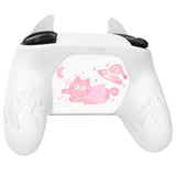 PlayVital Cute Demon Silicone Grip Cover for Nintendo Switch Pro Controller, Anti-Slip Protective Skin with Joystick Caps and Stickers Compatible with Nintendo Switch Pro - White - AMDNPP003