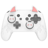 PlayVital Cute Demon Silicone Grip Cover for Nintendo Switch Pro Controller, Anti-Slip Protective Skin with Joystick Caps and Stickers Compatible with Nintendo Switch Pro - White - AMDNPP003