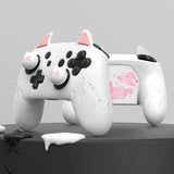 PlayVital Cute Demon Silicone Grip Cover for Nintendo Switch Pro Controller, Anti-Slip Protective Skin with Joystick Caps and Stickers Compatible with Nintendo Switch Pro - White - AMDNPP003