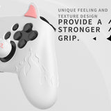 PlayVital Cute Demon Silicone Grip Cover for Nintendo Switch Pro Controller, Anti-Slip Protective Skin with Joystick Caps and Stickers Compatible with Nintendo Switch Pro - White - AMDNPP003