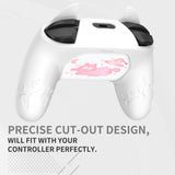 PlayVital Cute Demon Silicone Grip Cover for Nintendo Switch Pro Controller, Anti-Slip Protective Skin with Joystick Caps and Stickers Compatible with Nintendo Switch Pro - White - AMDNPP003