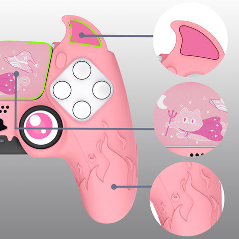 PlayVital Cute Demon Controller Silicone Case Compatible With PS5  Controller - Pink - DEPFP003