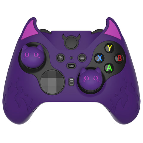 PlayVital Cute Demon Silicone Case Cover for Xbox Elite Wireless Controller Series 2, Kawaii Anti-Slip Shockproof Controller Skin Grip for Xbox Elite Series 2 Core with Thumb Grip Caps - Purple - UQNE2P001