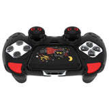 PlayVital Cute Demon Silicone Case for ps5 Edge Controller, Kawaii Controller Cover Skin Gamepad Protector for ps5 Edge Accessories with Touch Pad Sticker & Thumb Grip Caps - Black - MWKEGP001