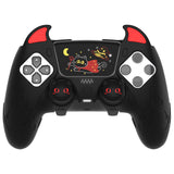 PlayVital Cute Demon Silicone Case for ps5 Edge Controller, Kawaii Controller Cover Skin Gamepad Protector for ps5 Edge Accessories with Touch Pad Sticker & Thumb Grip Caps - Black - MWKEGP001