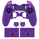PlayVital Cute Demon Silicone Case for ps5 Edge Controller, Kawaii Controller Cover Skin Gamepad Protector for ps5 Edge Accessories with Touch Pad Sticker & Thumb Grip Caps - Purple - MWKEGP002