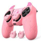 PlayVital Cute Demon Controller Skin for PS4 with Thumb Grips & Stickers, Kawaii Anti-Slip Silicone Controller Cover Grip Protector for PS4 Slim/Pro Controller - Pink - BRJP4P003