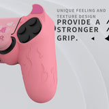 PlayVital Cute Demon Controller Skin for PS4 with Thumb Grips & Stickers, Kawaii Anti-Slip Silicone Controller Cover Grip Protector for PS4 Slim/Pro Controller - Pink - BRJP4P003