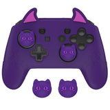 PlayVital Cute Demon Silicone Grip Cover for Nintendo Switch Pro Controller, Anti-Slip Protective Skin with Joystick Caps and Stickers Compatible with Nintendo Switch Pro - Purple - AMDNPP001