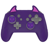 PlayVital Cute Demon Silicone Grip Cover for Nintendo Switch Pro Controller, Anti-Slip Protective Skin with Joystick Caps and Stickers Compatible with Nintendo Switch Pro - Purple - AMDNPP001