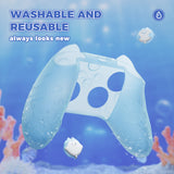 PlayVital for Xbox Series X/S Controller Silicone Cover, Cute Ocean Whisper Series Semi-Clear Silicone Skin Grip for Xbox Core Wireless Controller with Thumb Grip & Sticker, Full Protection - Mint Blue - PXKX3P001