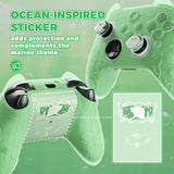 PlayVital for Xbox Series X/S Controller Silicone Cover, Cute Ocean Whisper Series Semi-Clear Silicone Skin Grip for Xbox Core Wireless Controller with Thumb Grip & Sticker, Full Protection - Pastel Green - PXKX3P003