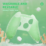 PlayVital for Xbox Series X/S Controller Silicone Cover, Cute Ocean Whisper Series Semi-Clear Silicone Skin Grip for Xbox Core Wireless Controller with Thumb Grip & Sticker, Full Protection - Pastel Green - PXKX3P003